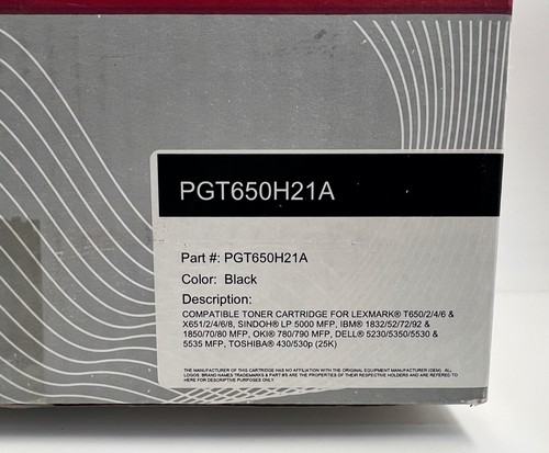 Toner for Lexmark T650H21A Black Print Toner Cartridge - Picture 2 of 3