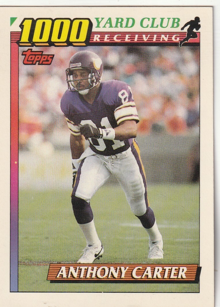 FREE SHIPPING-MINT-1991 Topps 1000 Yard Club Anthony Carter #17 VIKINGS