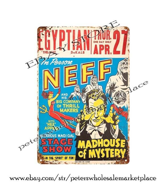 1950s In Person Neff Madhouse of Mystery stage show spook poster