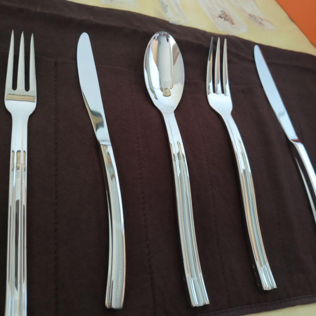 HERMES Onde Wave Silver Plated Cutlery Set 6pcs Dinner HERMES Onde Wave Silver Plated Cutlery Set 6pcs Dinner
