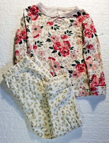 Toddler Girl's Pajamas  Floral Pink Size 18 Months 2 Piece Set Chick Pea - Picture 1 of 7