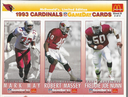 1993 Game Day Arizona Cardinals Hoja B 2 de 3 de mayo Massey Nunn Proehl Hill Swan - Imagen 5 de 8