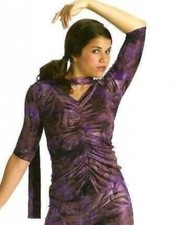Rhythms Shirred TOP ONLY Adult Large Dance Costume Purple Tie Dye New