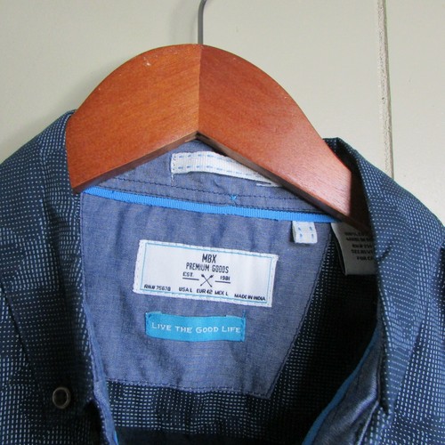 Camisa con botones MBX Premium Goods L algodón estampado azul - Imagen 8 de 12
