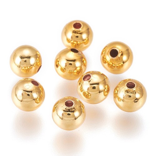 Metallperlen glatt rund Perlen gold 6x5,5mm 10x Bacatus - Bild 2 von 2