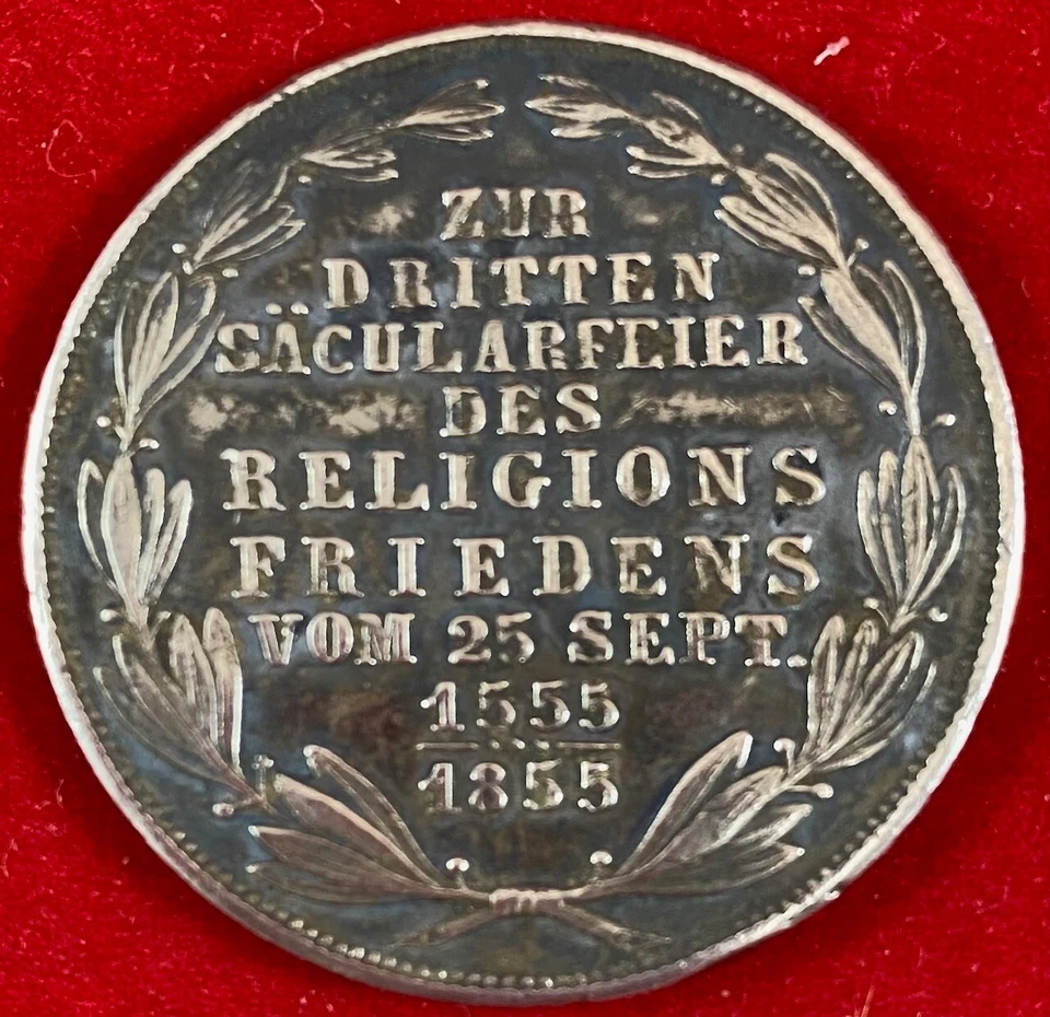 German States FRANKFURT 2 Gulden 300 Years Religious Peace, Rare, Pre-Owned - Image 2 of 4