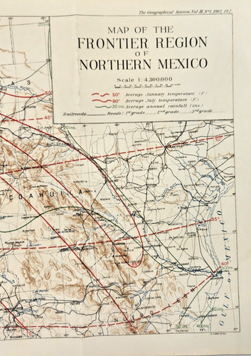 1917 Map of the Frontier Region of Northern Mexico - Geographic Review C9 - Picture 4 of 5
