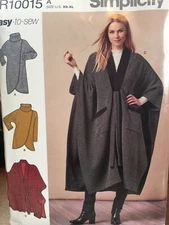 Simplicity poncho & knit pullover sewing pattern size XS-XL Uncut