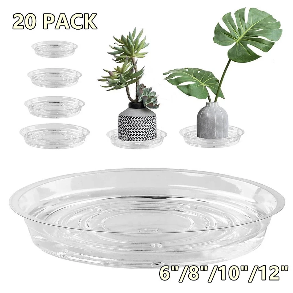 Platillo para plantas 20 un. Bandejas de goteo de plástico transparente Plato Plato 6"/8"/10"/12" Maceta para plantas Foto 2 de 4