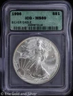 1996 $1 American Silver Eagle ICG MS 69 | Uncirculated UNC BU