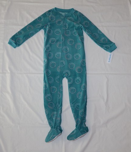 Carters Fleece Footed Pajama Blanket Sleeper Size 6 7 8 10 Happy Smiles - Picture 6 of 6