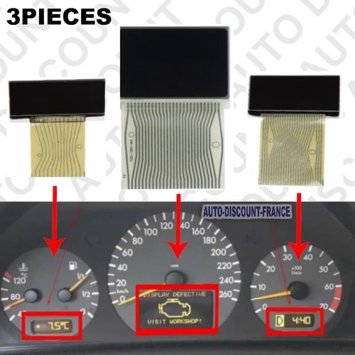 Ecran LCD pour compteur POUR MERCEDES CLASSE C,E, SLK W202, W208,W210, R170 - Picture 2 of 5
