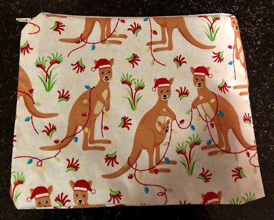 Handmade - PENCIL CASE/COSMETIC BAG - Australian Christmas Kangaroo Print