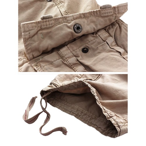 Pantalones cortos de carga WenVen para hombre 100 % algodón varios bolsillos (tallas altas regulares y grandes) - Imagen 79 de 87