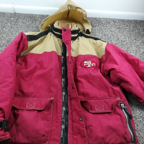 Vintage San Francisco 49ers Jacket Champion Quilted Packable Hood Mens Large - Picture 4 of 13