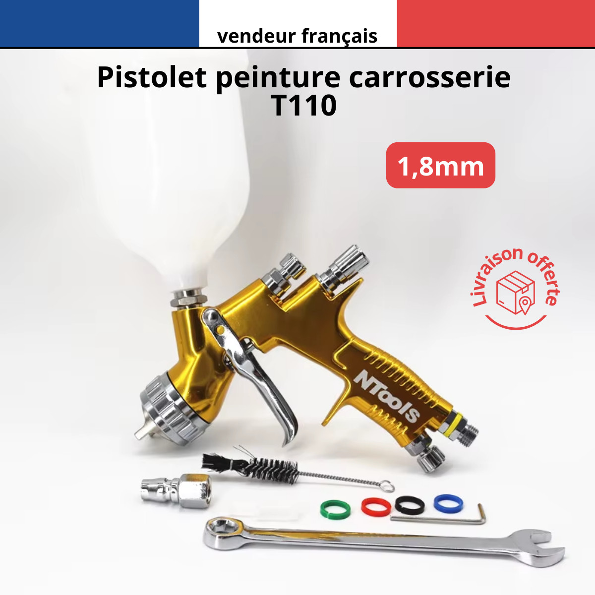 Pistolet peinture T110 avec buse 1.8mm pour carrosserie voiture