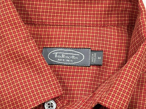 Talbots Hombre MEDIANO Naranja Micro Cuadros Manga Larga Botones Modal Poli - Imagen 2 de 6