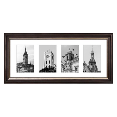 Space Art Deco, 8x20 Picture Frame With 4 Opening Collage Four 4x6 Photos With M