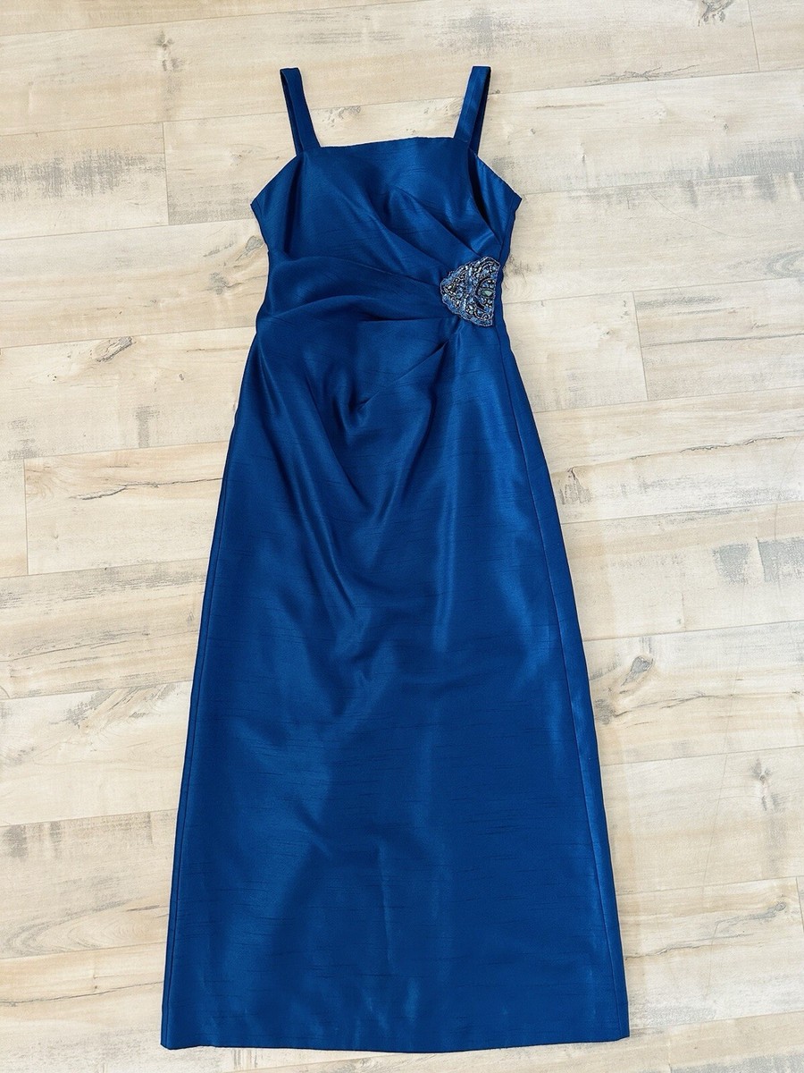Jessica Howard 2 Pcs Navy Blue Taffeta rhinestones Long Sleeve PartyDress  Siz 4