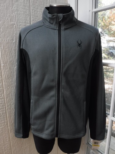Chaqueta para hombre Spyder Polar gris y negra con cremallera completa manga larga M ~NUEVA CON ETIQUETAS~ - Imagen 3 de 12