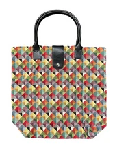 Tapestry Folding Reusable Shopping Bag in Multicolor Triangles Design