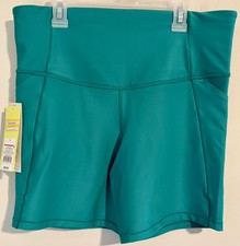 NWT All In Motion Womens Effortless Support Bike Shorts High Waist 6  Green Sz L