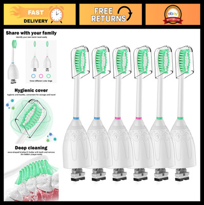 Replacement Toothbrush Heads for Sonicare E-Series, 6 Pack, Fits Elite & Advance