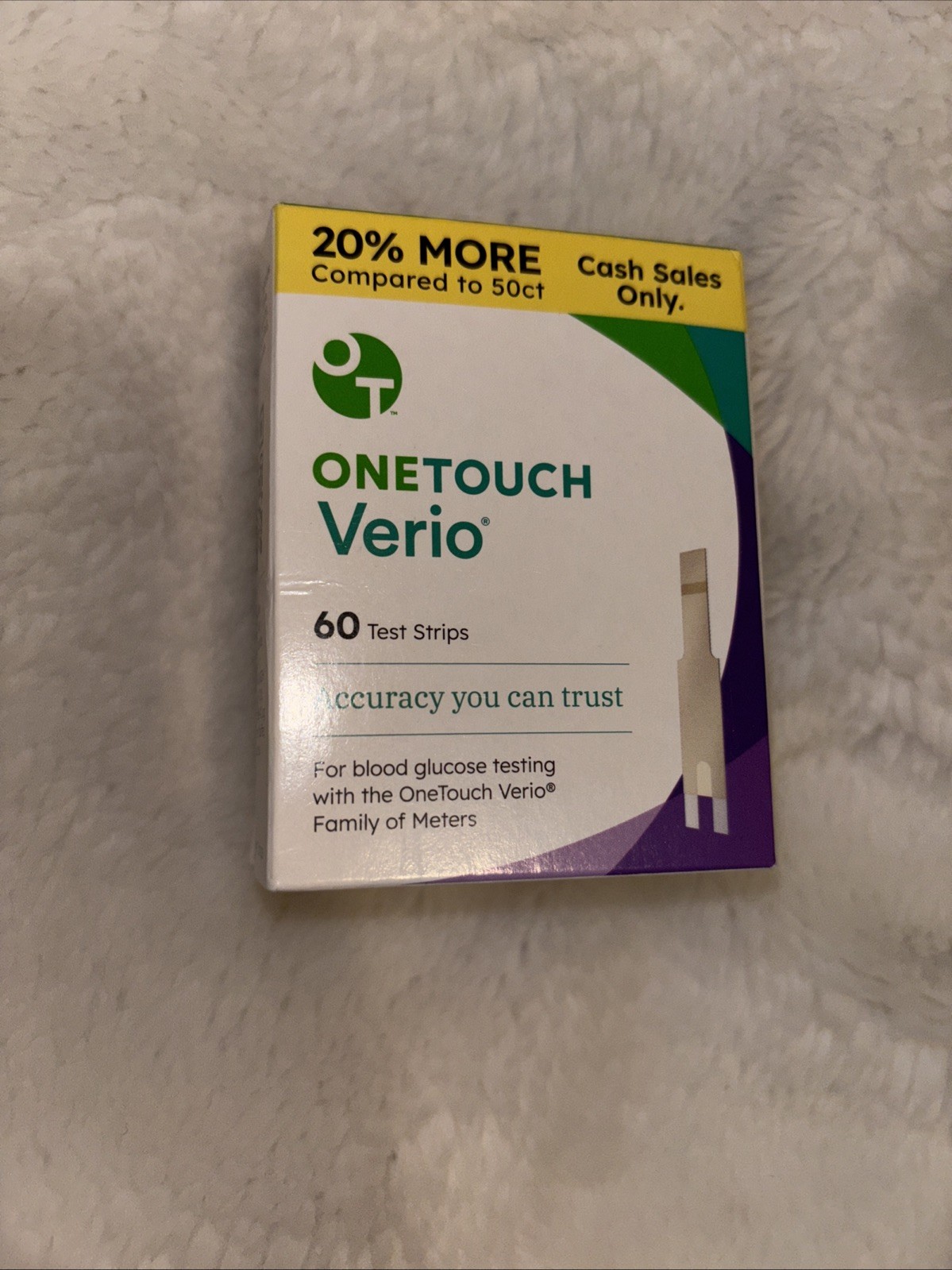 New One Touch Verio Glucose Diabetic Test Strips 60 Ct Exp 2027