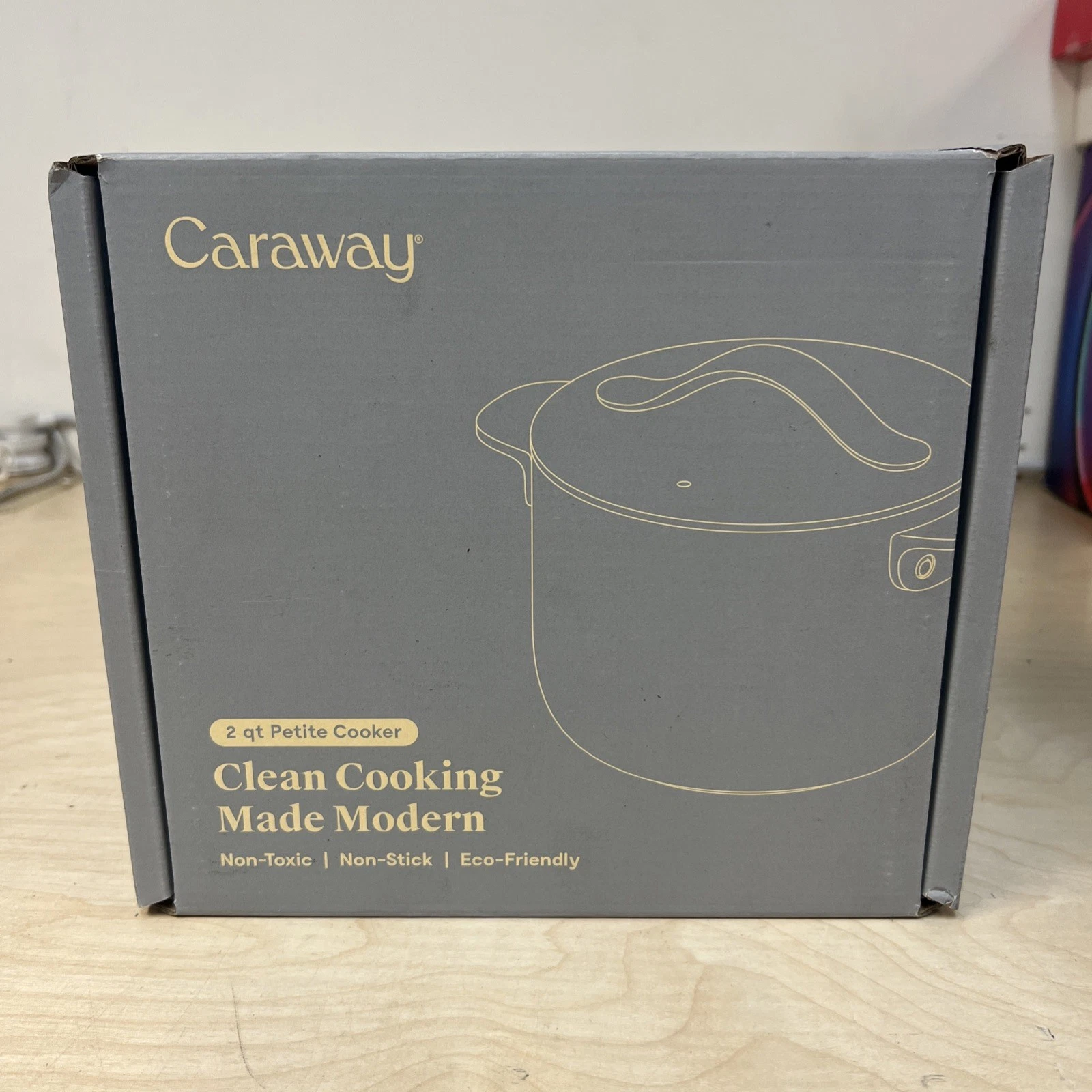 Caraway Petite Cooker with Lid- 2 Qt Ceramic Coated Pot - Non stick Non toxic