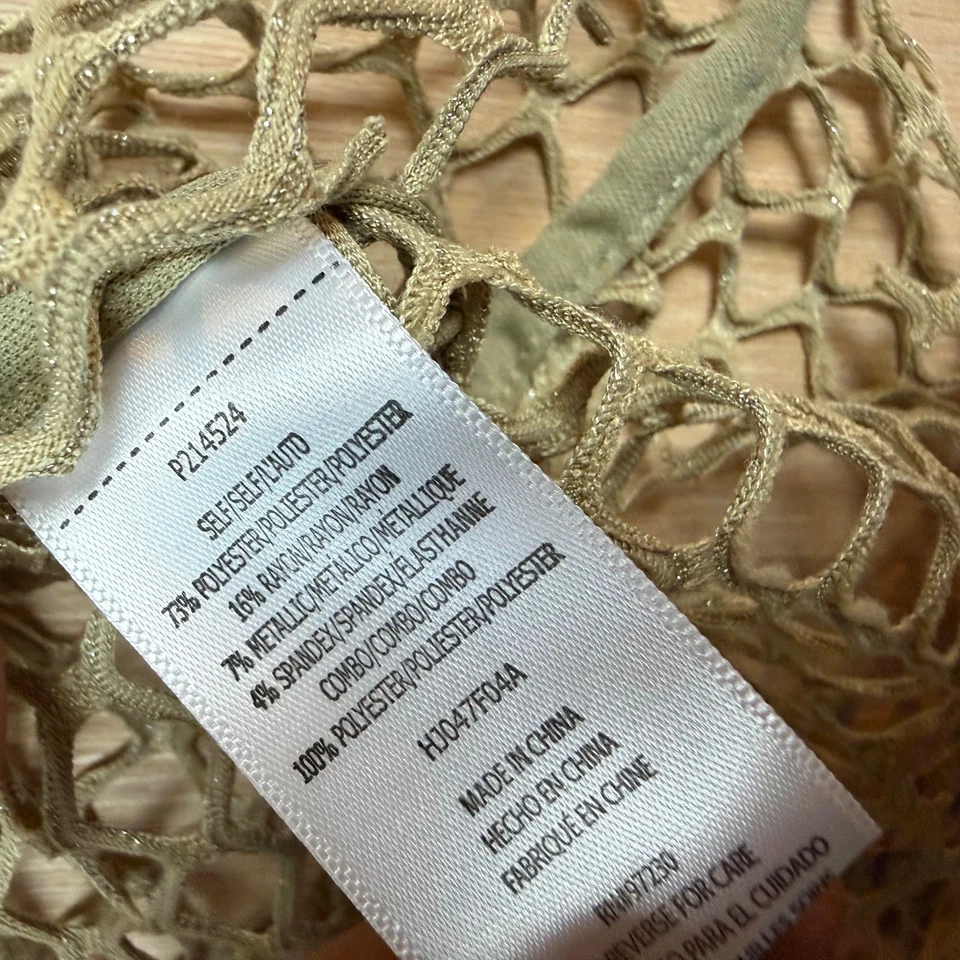 Vestido de red casi famoso y2k de colección para cubrir a través de malla grande dorado Foto 4 de 4