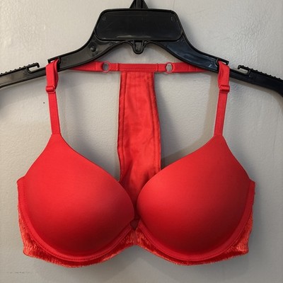VICTORIA SECRET Very Sexy Push-Up Bra 34D Red Velvet Studded Front Clasp Holiday
