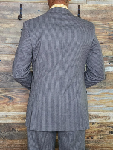 Banana Republic Moder Fit Dual Vent Stitched Lapel Gray Striped Suit 38R X 33W - Picture 6 of 13