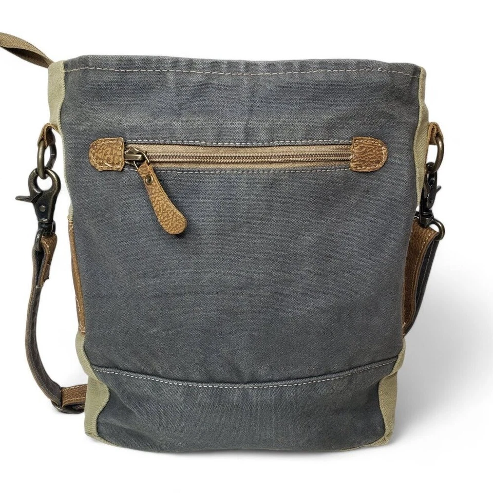 Myra Oaken Market Crossbody Bag Women's Leather and Canvas Color Panel Purse - Image 4 of 4