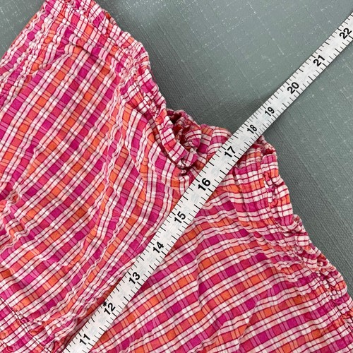 Pantalón corto vintage Y2K OshKosh B'gosh rosa naranja a cuadros flor 2T - Imagen 8 de 9
