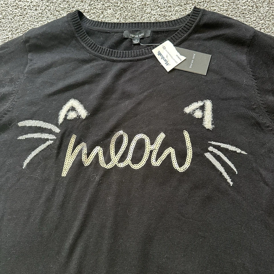 Suéter túnica VERVE AMI 1X XXL preto miado gato cauda nas costas R$64 - Imagem 4 de 4