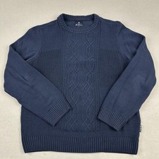 Ben Sherman Sweater Men Large Blue Crew Neck Long Sleeve Pullover Cable-Knit L