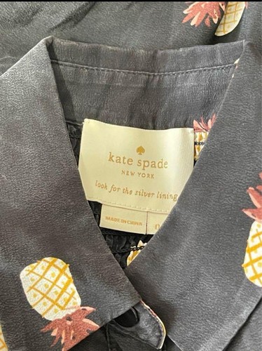Kate Spade New York Pineapple Dress Size 0 Black Silk 100% Good Condition HN4318 - Picture 3 of 6