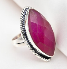 Faceted Ruby Gemstone Handmade 925 Solid Sterling Silver Jewelry New Year Gift