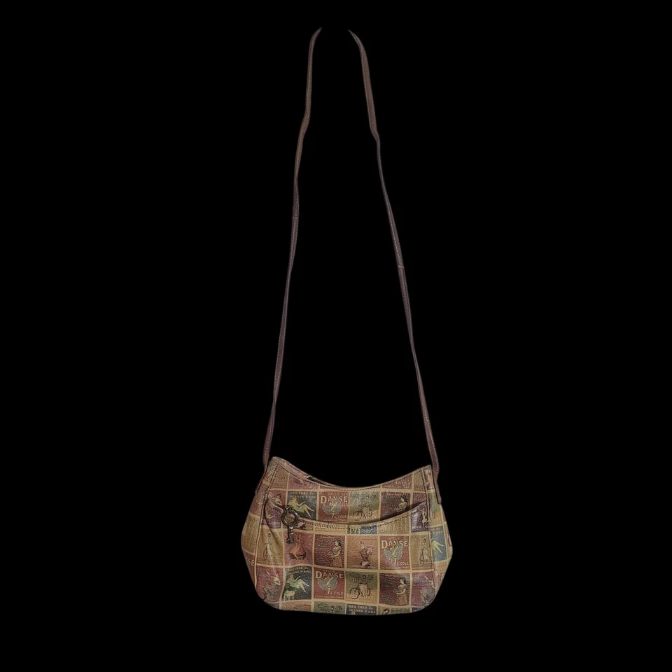 Bolso Bandolera Fossil Vintage Coronado Cuero Estampado Marrón Colorido Y2K Foto 2 de 4