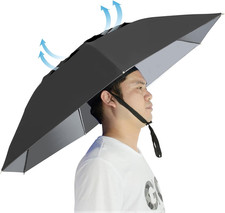 Umbrella Hat Folding Adjustable Sun Rain Cap, 37.4  UPF 50 UV Protection Large