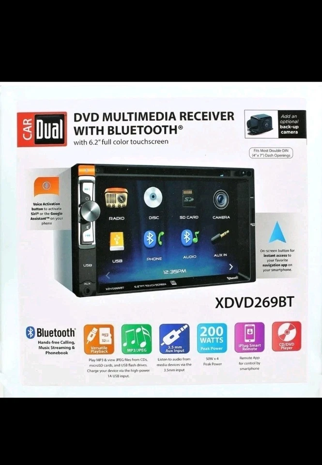 Dual Electronics XDVD269BT 6.2 inch, Car Stereo Head Unit, Double DIN with CD/DV - Image 2 of 4