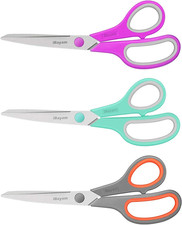 Scissors, 8" All Purpose Scissors Bulk 3-Pack, Ultra Sharp 2.5Mm Thick Blade Sh