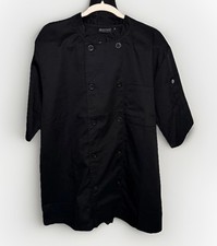 Chef Works Black Short Sleeve Double Breasted Chef Coat Size Medium