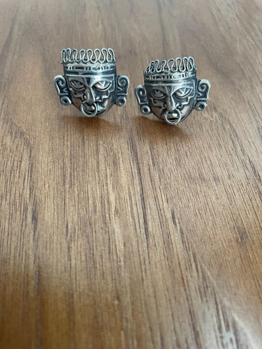 Vintage Sterling Silver .925 Tiki Polynesian Cufflinks