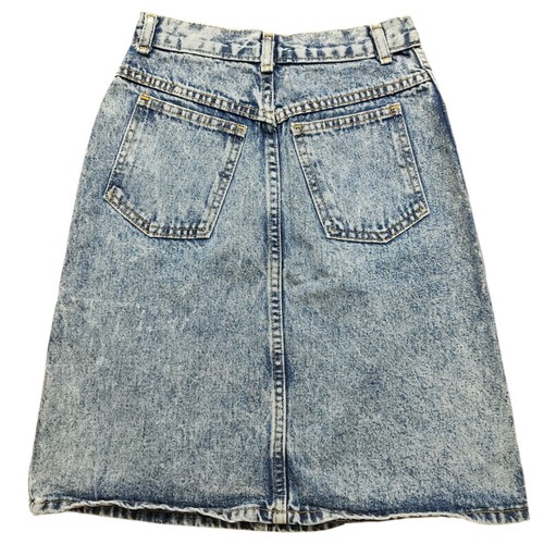 Vintage Womans Acid Wash Denim Skirt Size 23 Inch Waist Made In USA Blue - Picture 2 of 11
