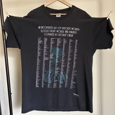 Vintage George Carlin Filthy Words and Phrases List Funny Comedian T-Shirt-XL