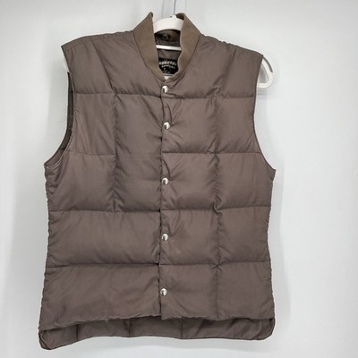 VINTAGE Puffer GOOSE DOWN Snap Vest Alaska Sleeping Bag Co Small Brown