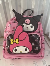 Sanrio My Melody Kuromi 10" Backpack Purse Lady Bag Hello Kitty With Keychains