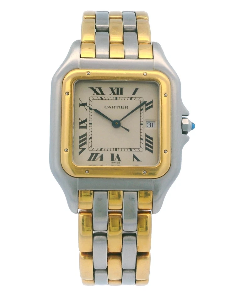 Reloj Cartier Panthere Tres Filas Oro 18K y Acero Inoxidable Grande
