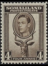 Stamps Somaliland George VI 4a sepia stamp SG 97 mint